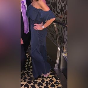 Long beautifully fitted blue denim color dress worn once in a cruise.